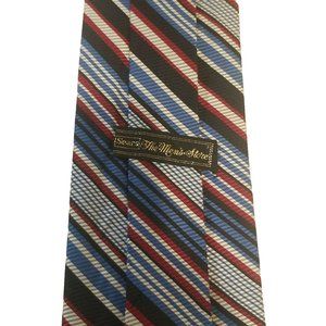 Vtg 70s Loud Bold SEARS The Mens Store Red White Blue Stripe Tie Hipster Necktie